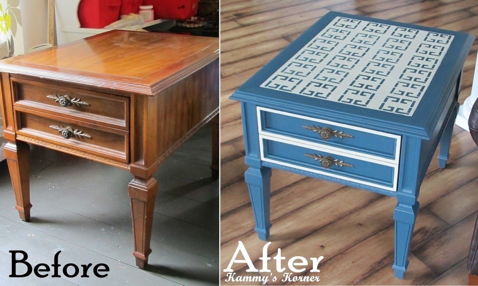 Перекраска старого стола до и после