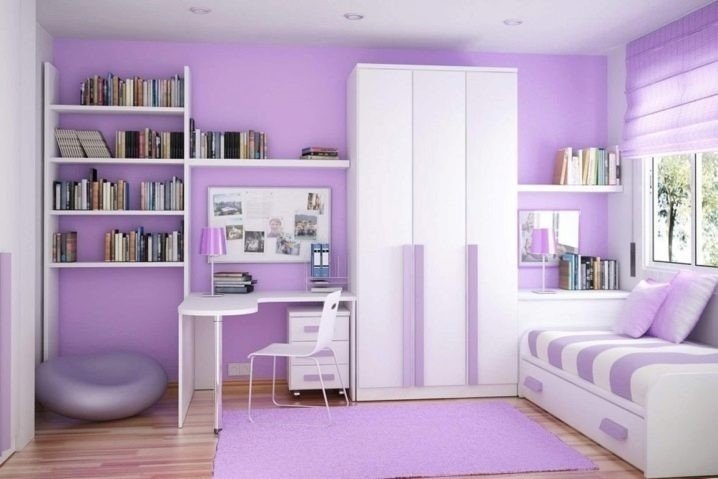 Дизайн комнаты для подростка девочки в сиреневых тонах