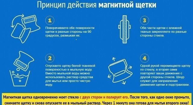 Магнитная щётка для мытья окон с двух сторон