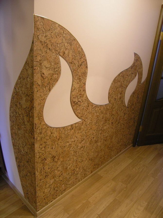 Декор из пробкового покрытия на стену