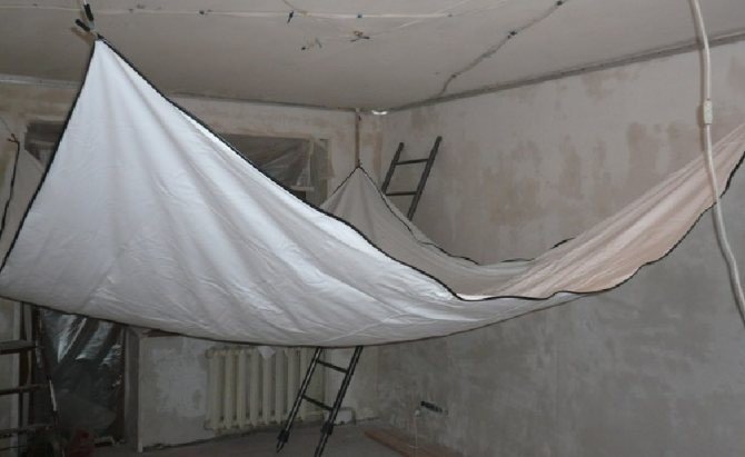 Подготовка полотна для натяжного потолка