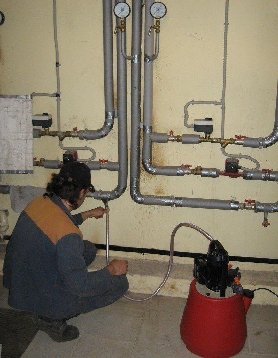 Гидравлические испытания и промывка систем отопления