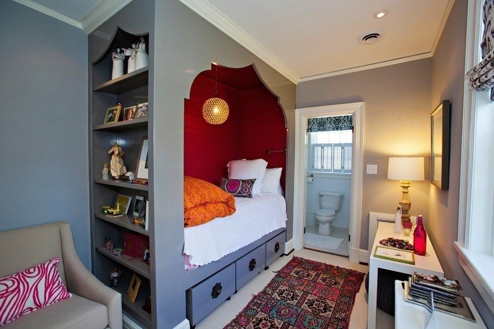 Кровать в нише в однокомнатной квартире дизайн