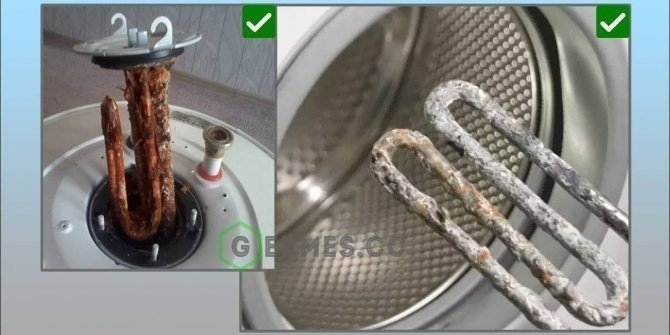 Известковый налет в нагревательном элементе стиральной машинки