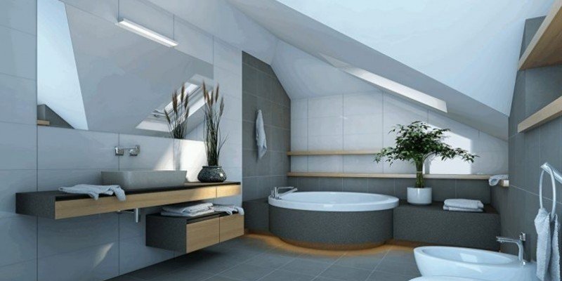 Интерьер ванной комнаты в стиле хай тек
