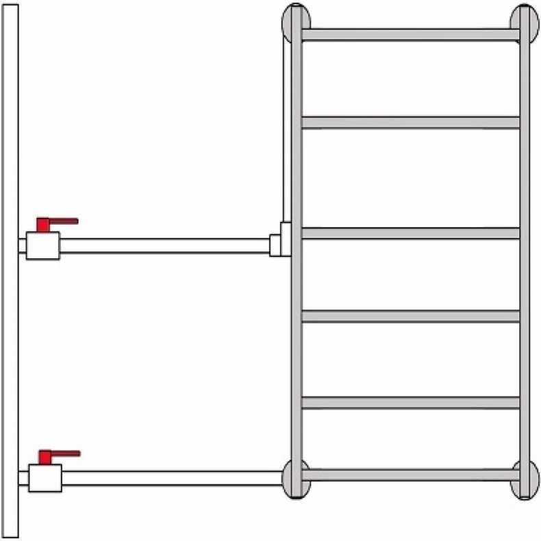 Подключение полотенцесушителя к стояку горячей воды схема